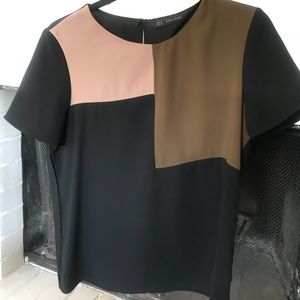 Zara basic chiffon block shift tee